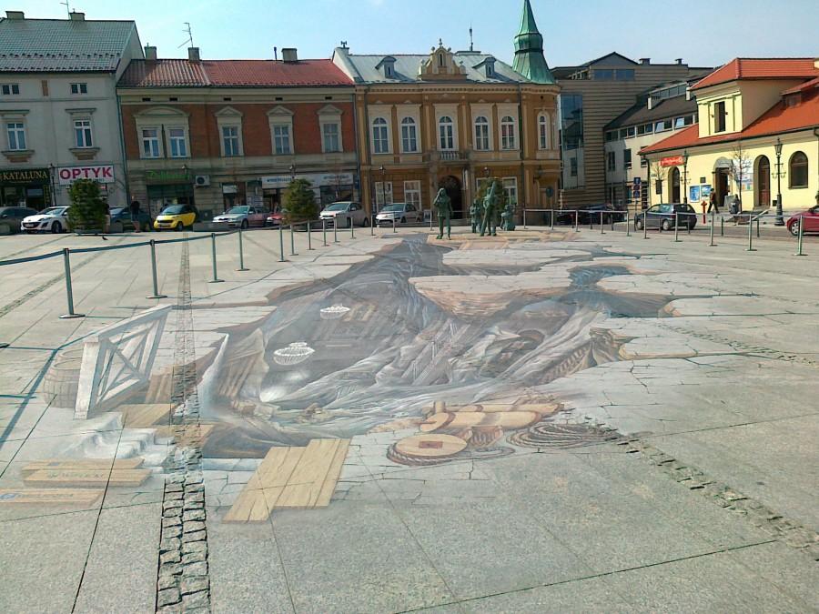 Obraz 3D na rynku w Wieliczce