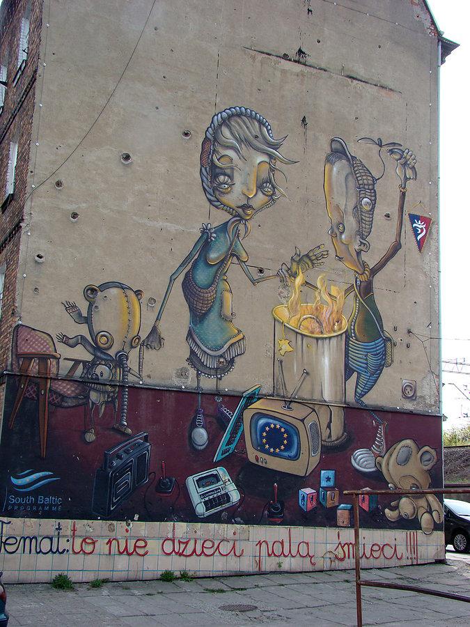 Wycieczka po Szczecinie w poszukiwaniu graffiti i murali. .Ul. Kolumba