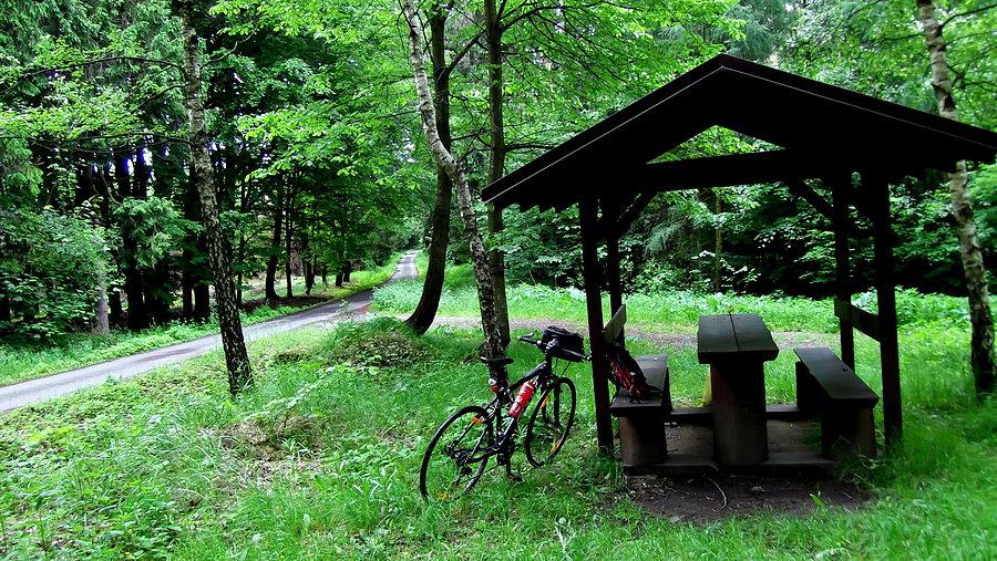 Deřenec. Jadę ścieżką rowerową do Hat'