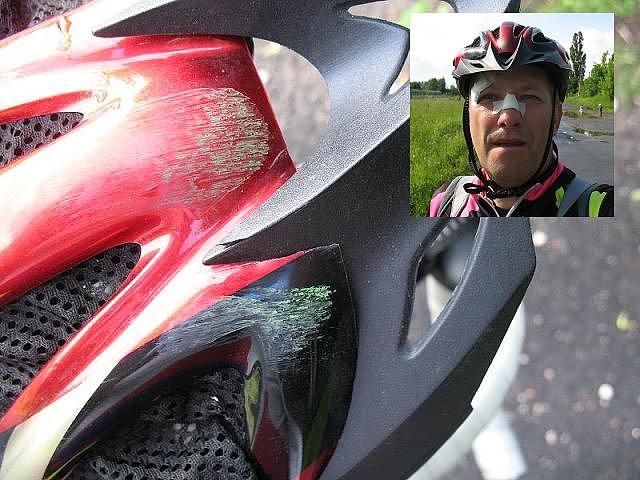 Kask dostał swoje, facjata też