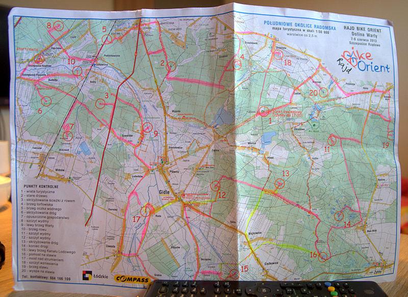 Mapa BikeOrient - Dolina Warty