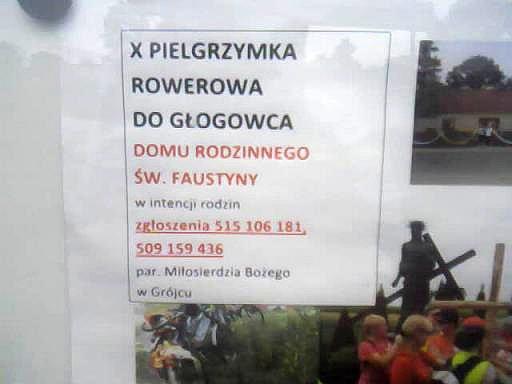 Informacja o pielgrzymce rowerej do domu rodzinnego świętej Faustyny