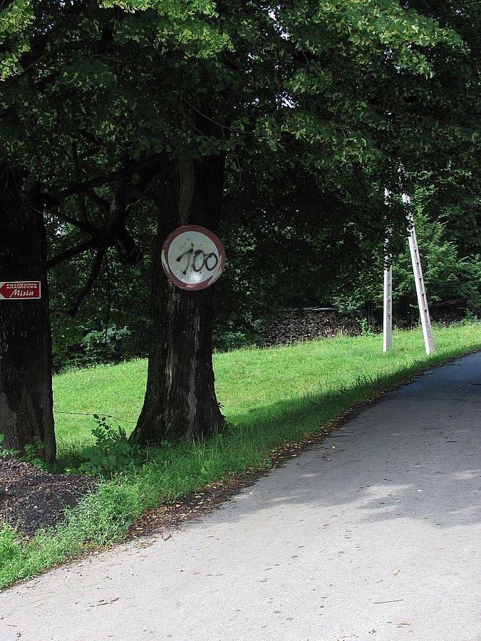 Małe ograniczenie prędkości przed podjazdem