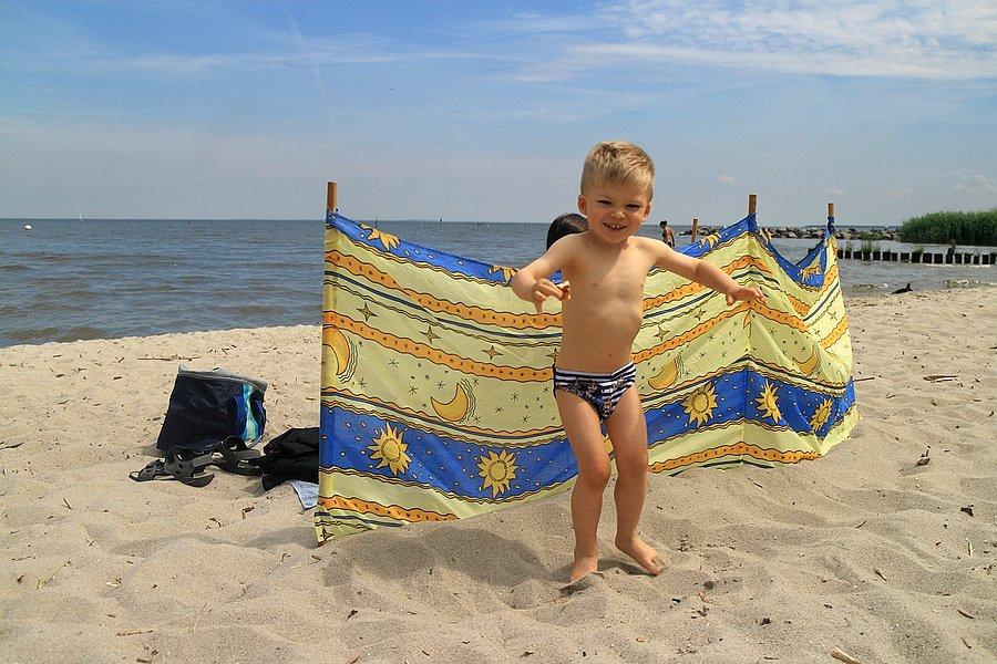 Już na plaży w Ueckermünde. Jest fajnie na urlopie