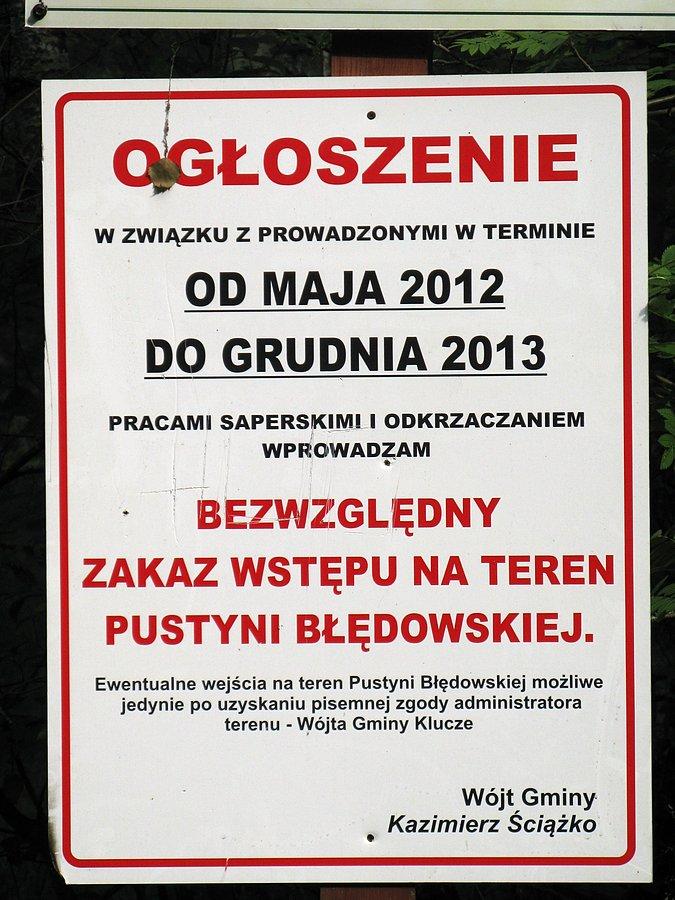 Zakaz wstępu na Pustynie Błędowską