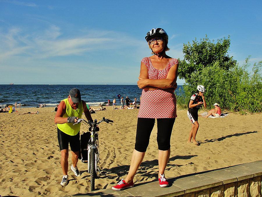 Na plaży w Brzeźnie. Koniec opalania,wracamy do domu