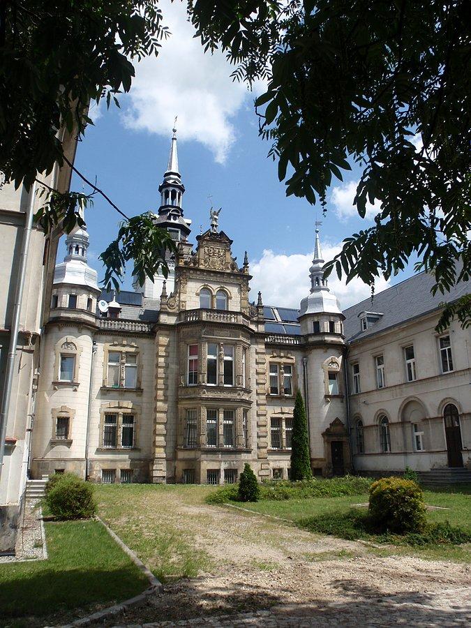 Tułowice, dziedziniec pałacu