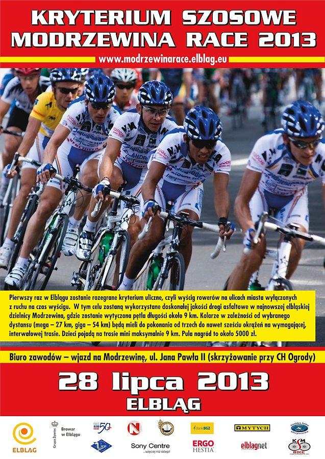 Plakat elbląskiego kryterium szosowego ,,Modrzewina Race''
