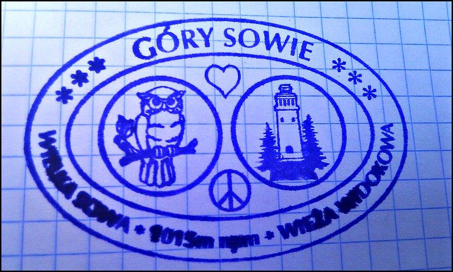 Pieczątka z wieży widokowej na Wielkiej Sowie