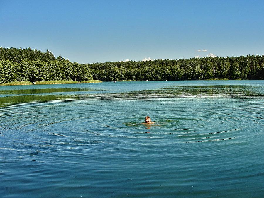 Upał zachęcił mnie do kąpieli - Jezioro Borówno Wielkie