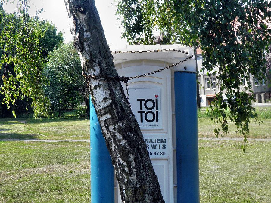 Zabezpieczenie TOI TOI przed zaborem przy ulicy Zaleskiego