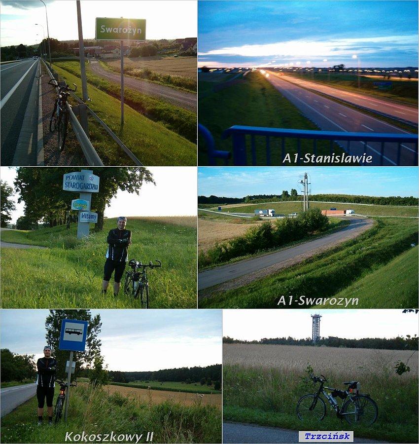 01-08-2013. Foto-składanka-trening rowerowy z Tczewa do Godziszewa, przez Czarlin, Swarożyn, Starogard Gdański, do Godziszewa przez Kokoszkowy i Trzcińsk. Od Godziszewa do Turze przez Marianka, dalej ku Stanisławiu do Tczewa