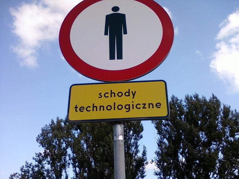 Znak przy schodach