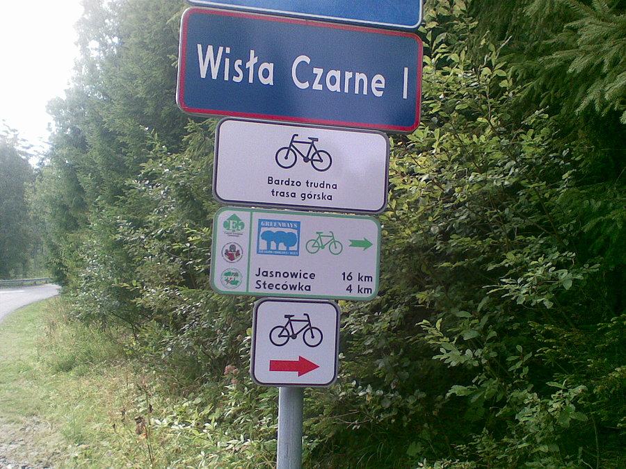 Początek podjazdu na Kubalonkę z Wisły Czarne