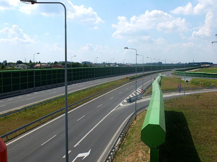 Droga S14 widziana ze zjazdu Pabianice-Północ