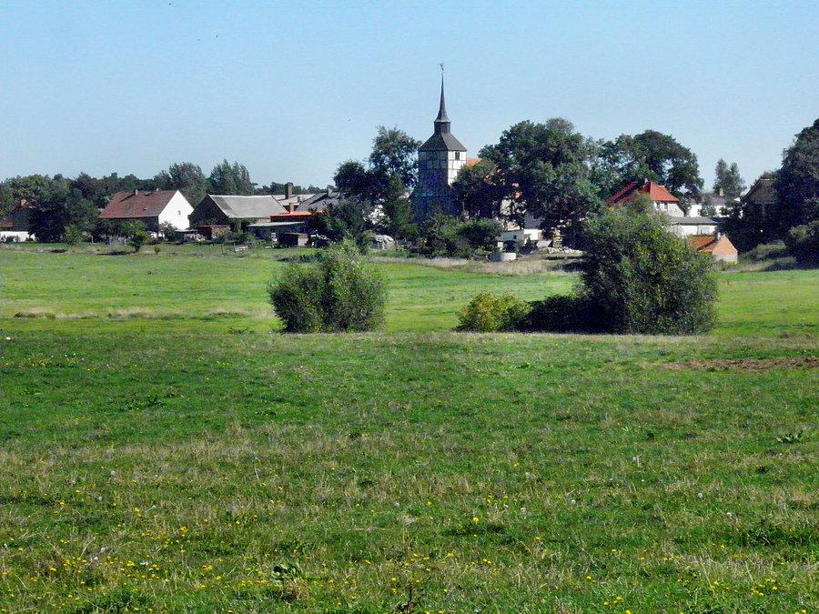 Widok z Grambow, niemieckiej miejscowości bliskiej granicy pod Lubieszynem