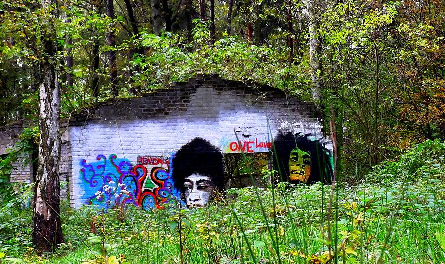 Murale w lesie