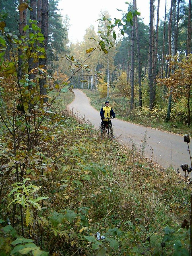 12-10-2013. Sobotnia rowerówka. Na drodze leśnej do osady kociewskiej - Owczarki