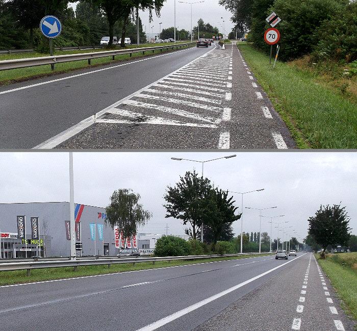 Te pasy po prawej to ścieżki rowerowe, nawet na drodze ekspresowej