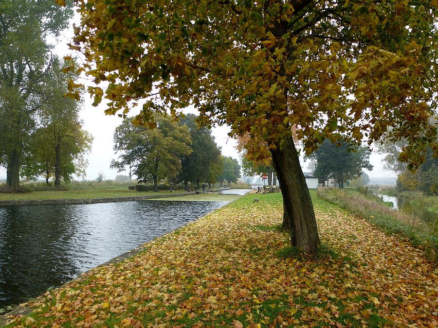Kanał Parmelka (po prawej) i Kanał Bydgoski (śluza Nakło-Wschód)