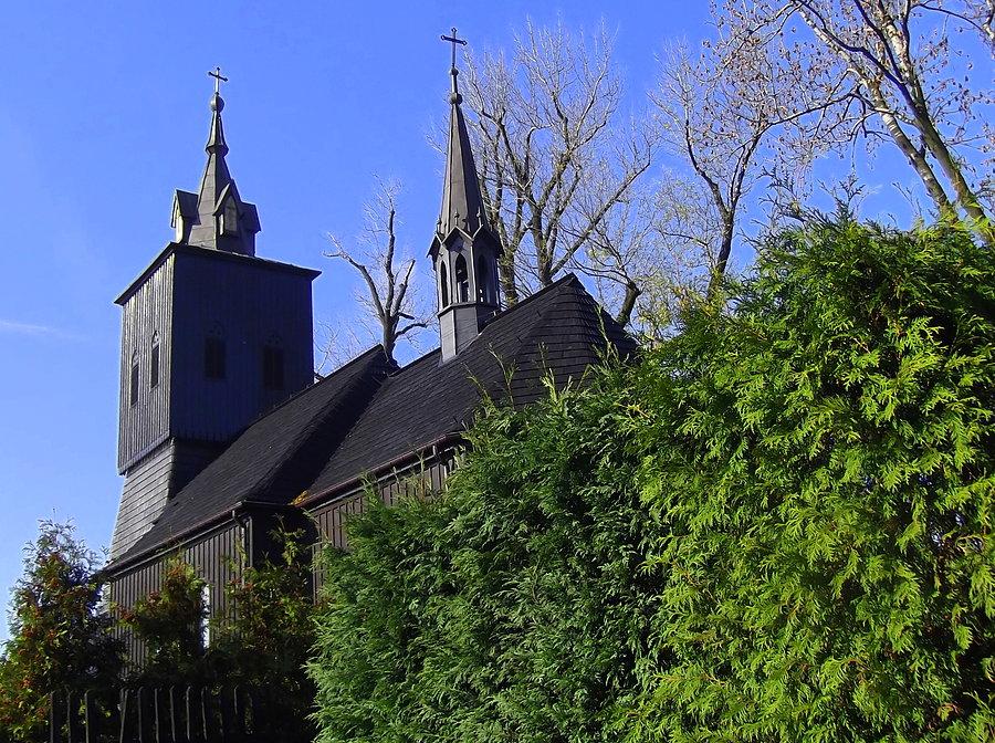 Gołkowice, drewniany kościół