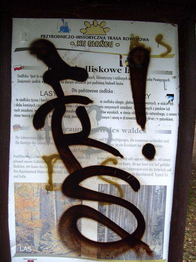 Czym bliżej cywilizacji tym są oznaki życia debili że tak to ujmę, czyli Lasy Siedliskowe i spray koloru brązowego ;(