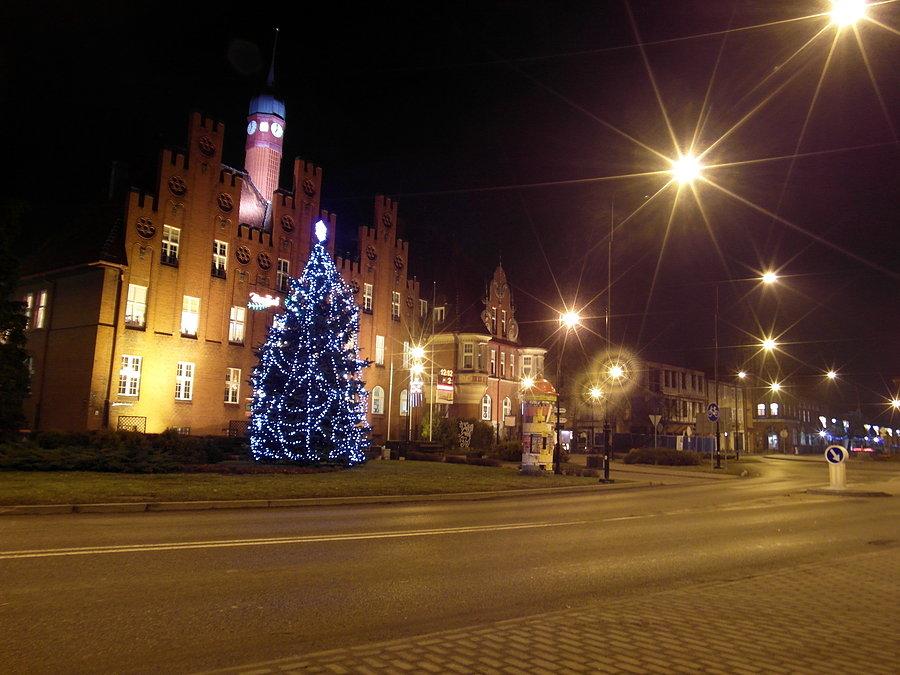 Świąteczny Tczew nocą
