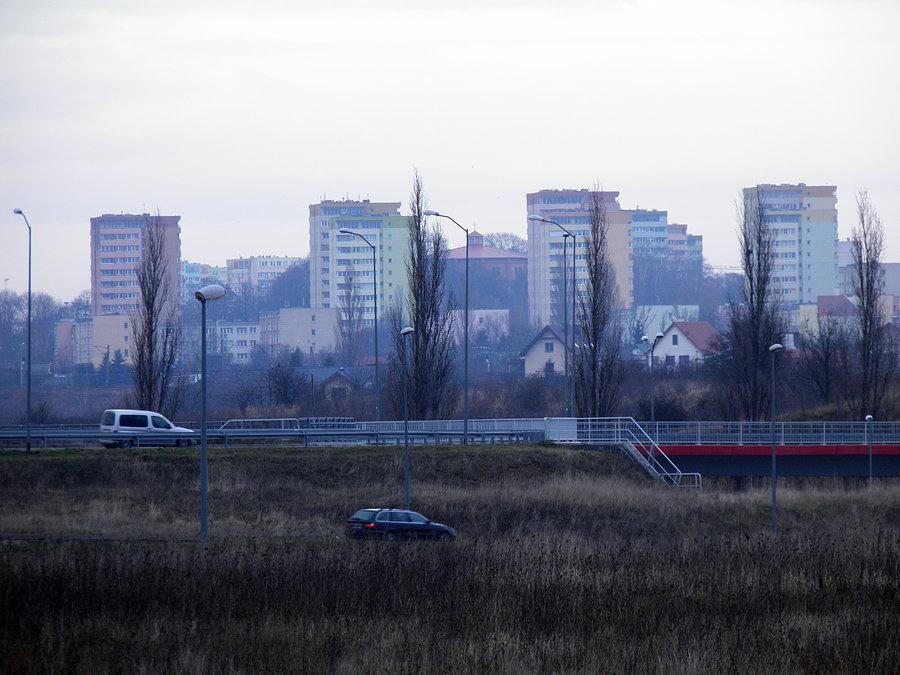 Widok na dzielnicę Pomorzany, zdjęcie wykonane spod marketu Auchan