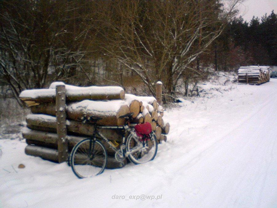 26-01-2014. Zimowa droga leśna, przy składach drewna, w drodze od Lubiszewa do Zwierzynek