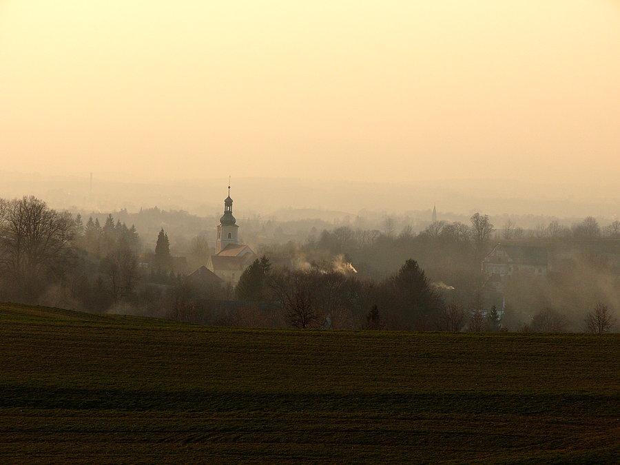 Widok z Koloni Gai na Jaszkową, już słońce coraz niżej