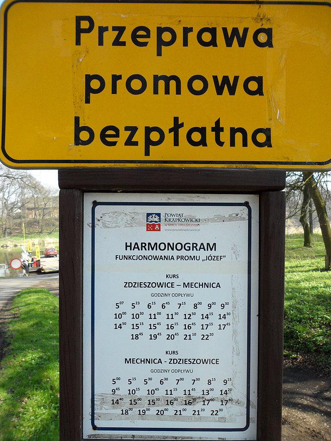 Harmonogram funkcjonowania promu "Józef"