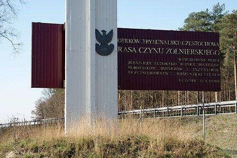 Piotrków Trybunaslki - Częstochowa, tu biegnie Trasa Czynu Żołnierskiego