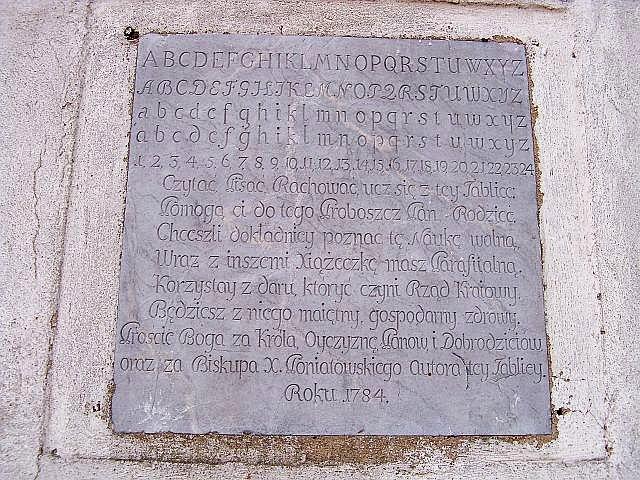 Tablica z alfabetem (1784 rok), Joniec