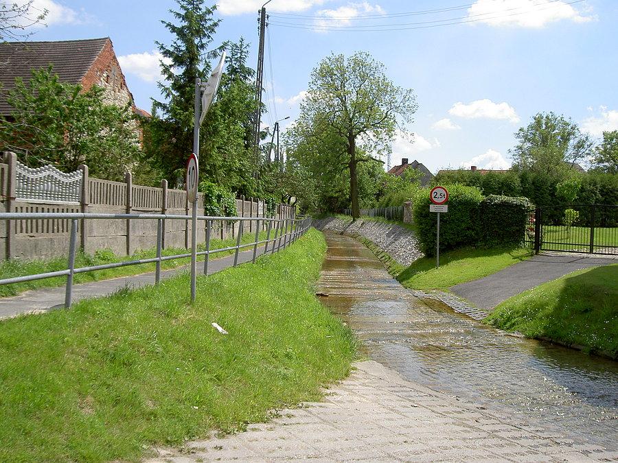 Strumyk na drodze w Leśnicy