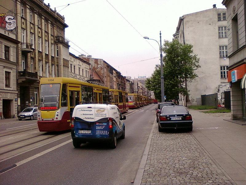 Korek tramwajowy na Piotrkowskiej