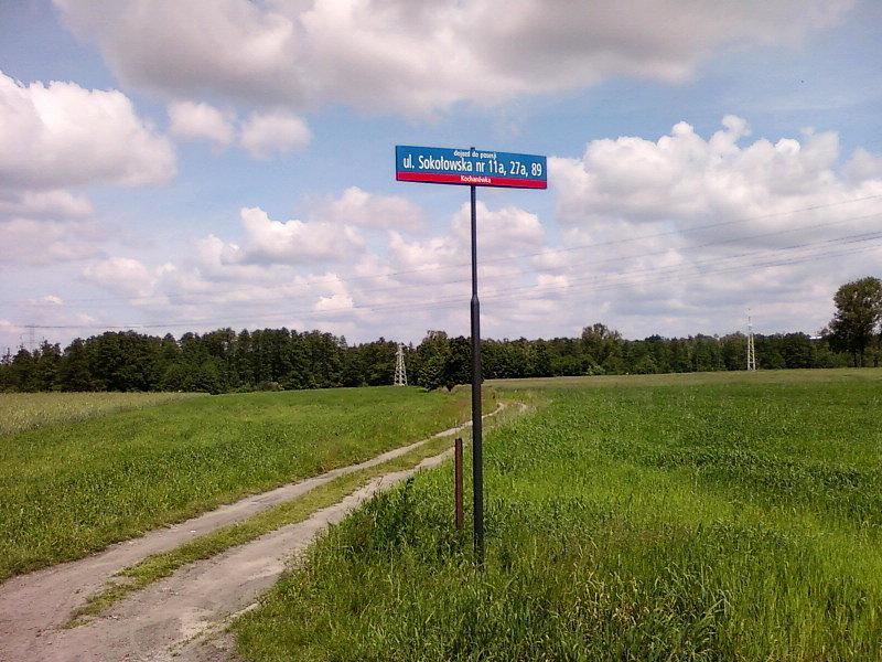 Polna droga i miejska tabliczka