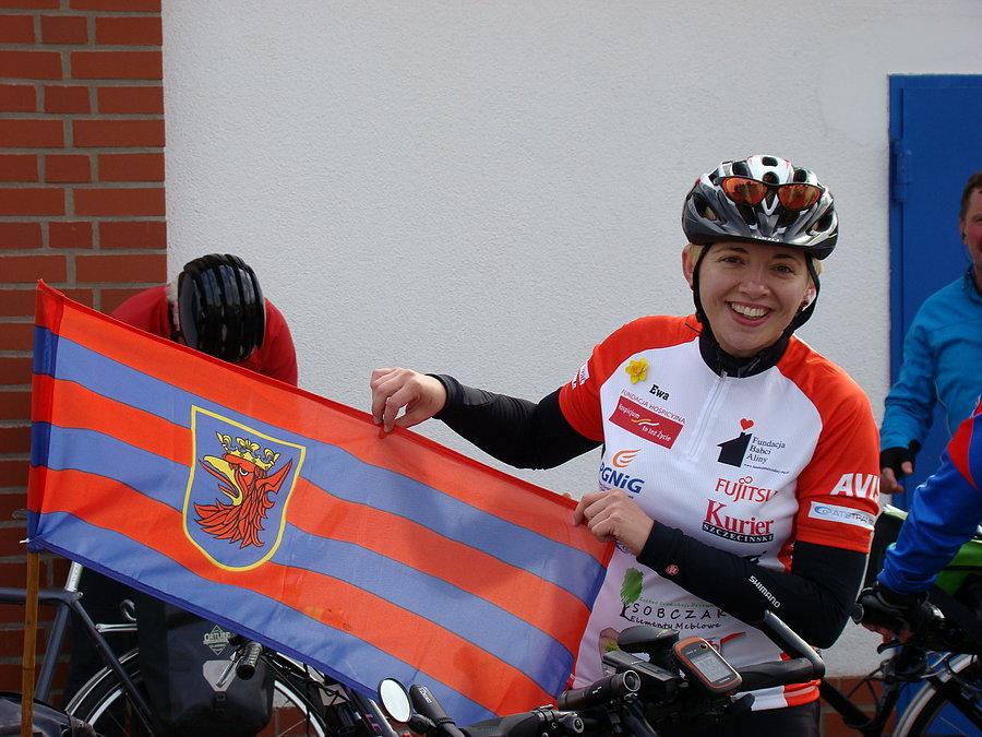 Sternfahrt 2014 pierwszy przystanek po drodze. Jemioła z flaga Szczecina