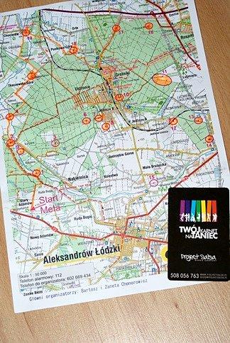 Mapa z zawodów KROWA Rajdowa oaz jedna z nagród: karnet na kurs tańca