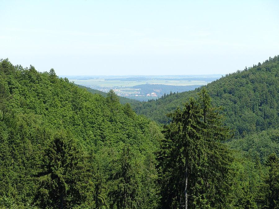 Panorama na zamek w Kamieńcu ze szczytu Łaszczowej