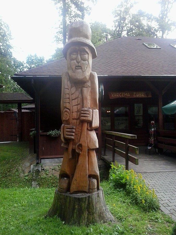 Przed zagrodą żubrów
