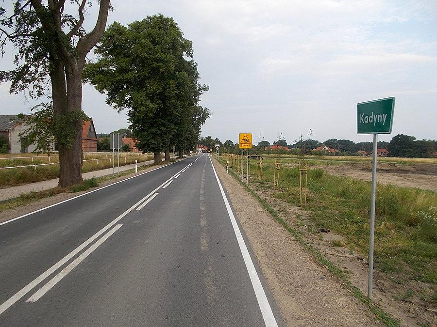 Kadyny - wjazd od Tolkmicka na szczęście bez B-9 za to z ostrzeżeniem o koniach