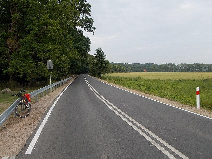 Zwężenie drogi przy Dębie Bażyńskiego