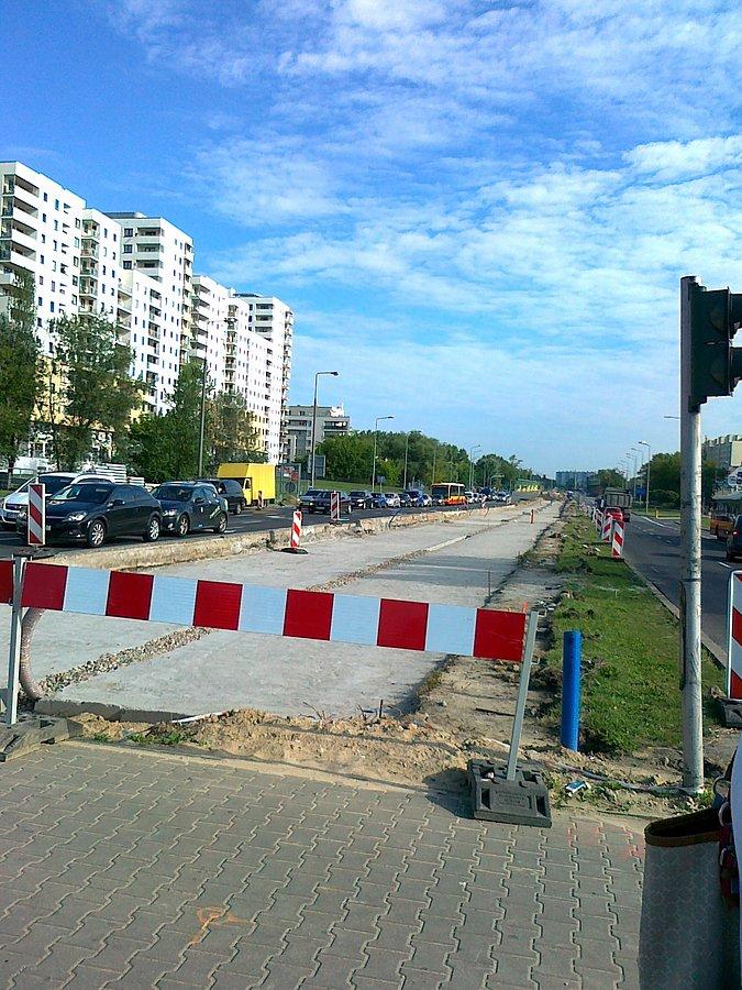 Podkład pod torowisko na Powstańców Śląskich