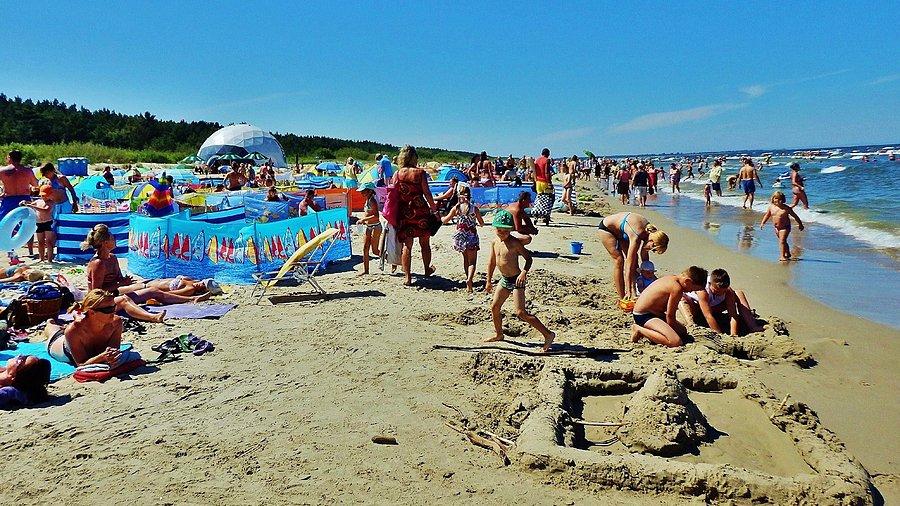 Plaża w Jantarze. Ostatnio mocno wieje,więc są fajne fale na wodzie