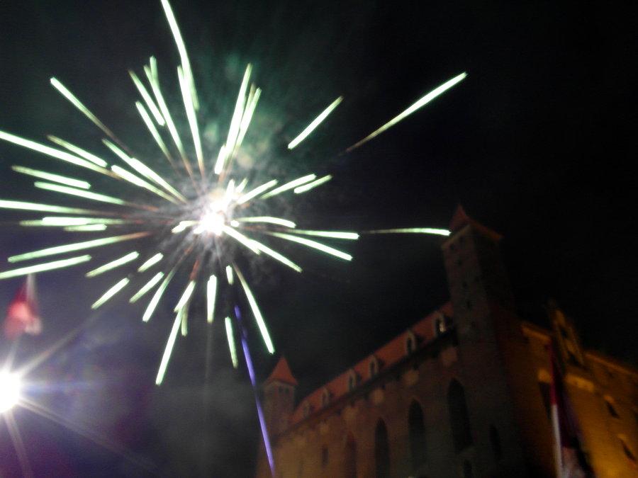 Fajerwerki na zakończenie widowiska- Zamek Gniew
