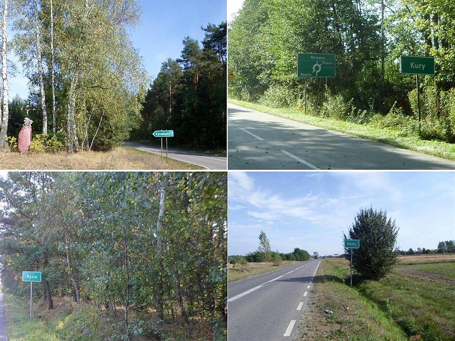 Nazwy mijanych miejscowości