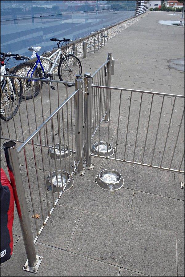 Miski dla psiaków przed centrum handlowym