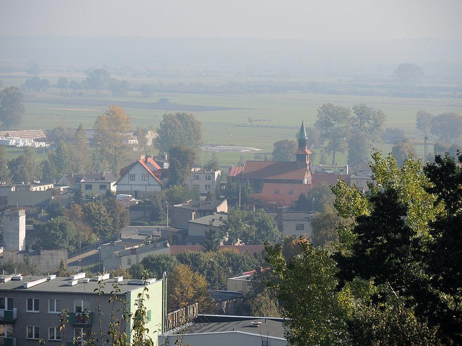 Widok z wieży na centrum Ujścia