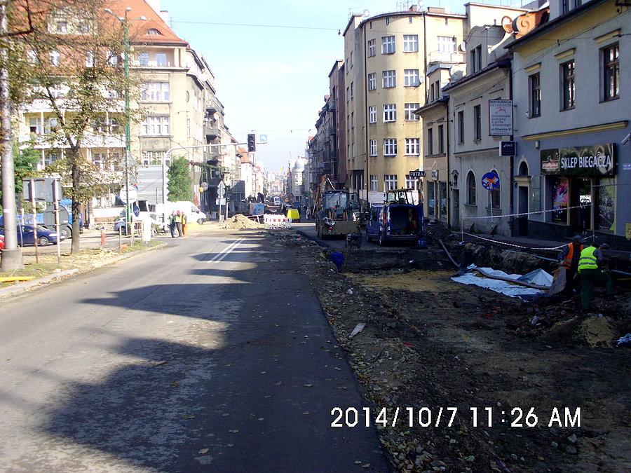 Ulica Tadeusza Kościuszki w trakcie przebudowy