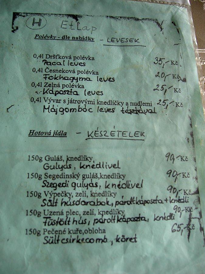 Czesko-Węgierskie menu w restauracji